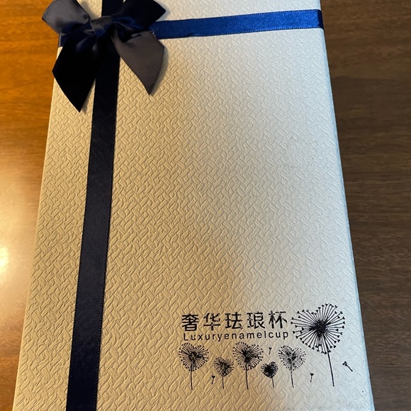 Glass Tea Cup,Coffee Mug Enamel Rose Flower Butterfly Cup w Spoon, Lid & box New - Picture 8 of 8